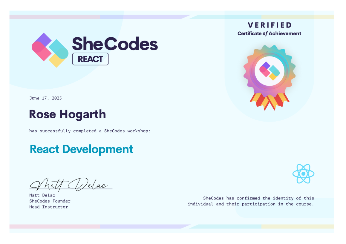 rose-hogarth-certificate-shecodes-responsive-add-on